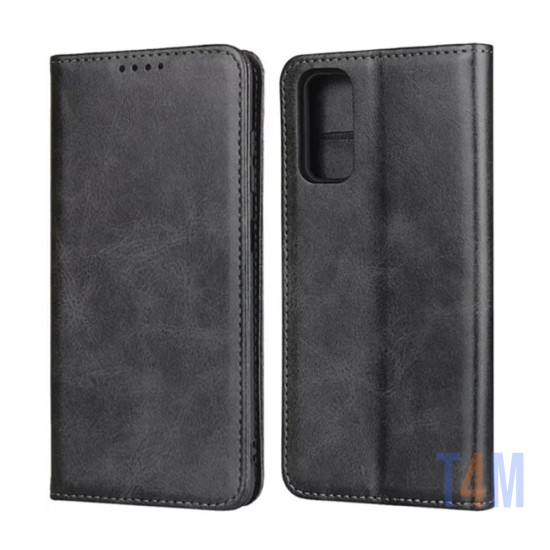 Capa Flip de Couro com Bolso Interno para Xiaomi Redmi Note 10 5g Preto